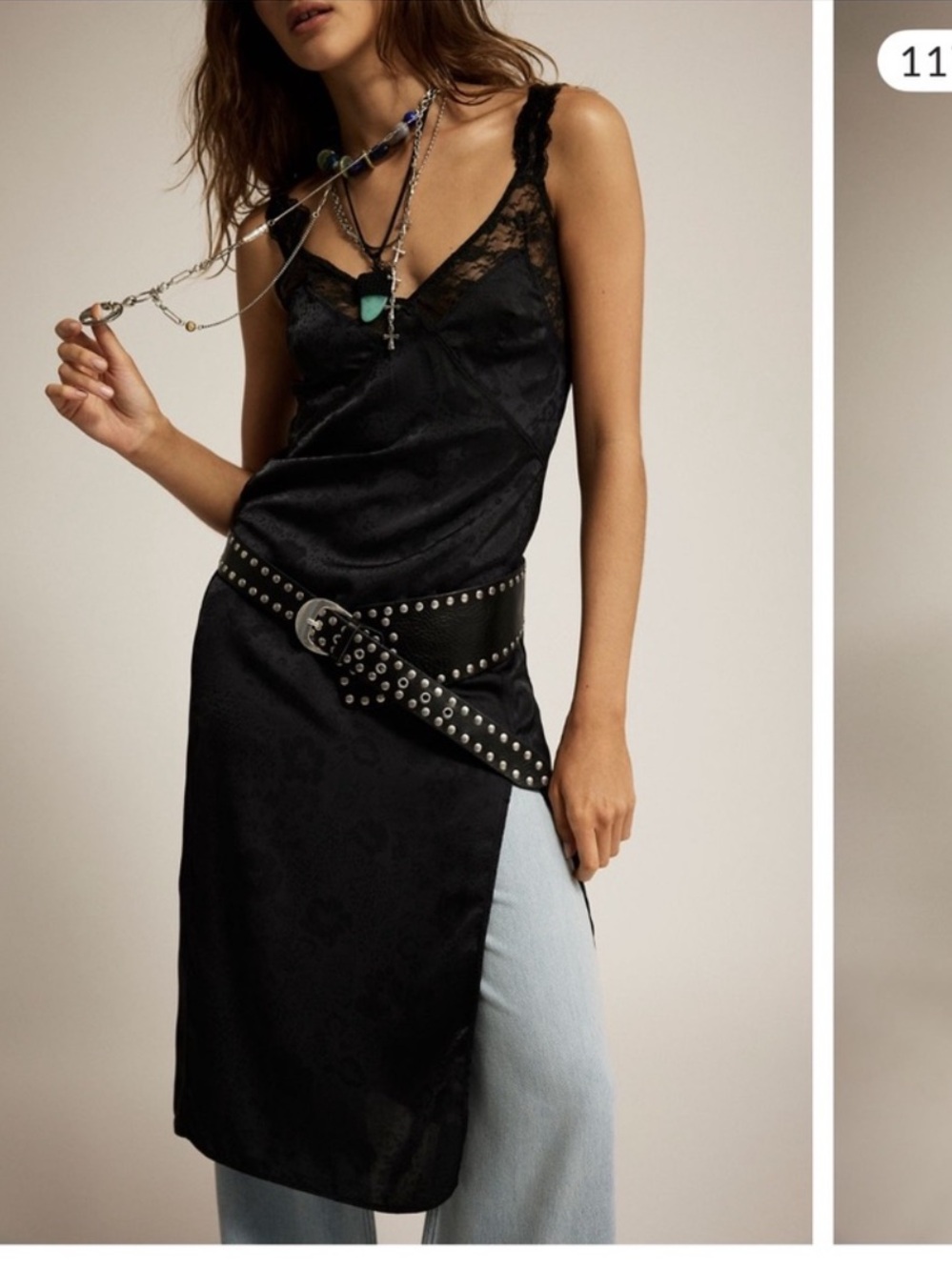 FREE PEOPLE TELL ME WHY MIDI SLIP DRESS BLACK SATIN MEDIUM